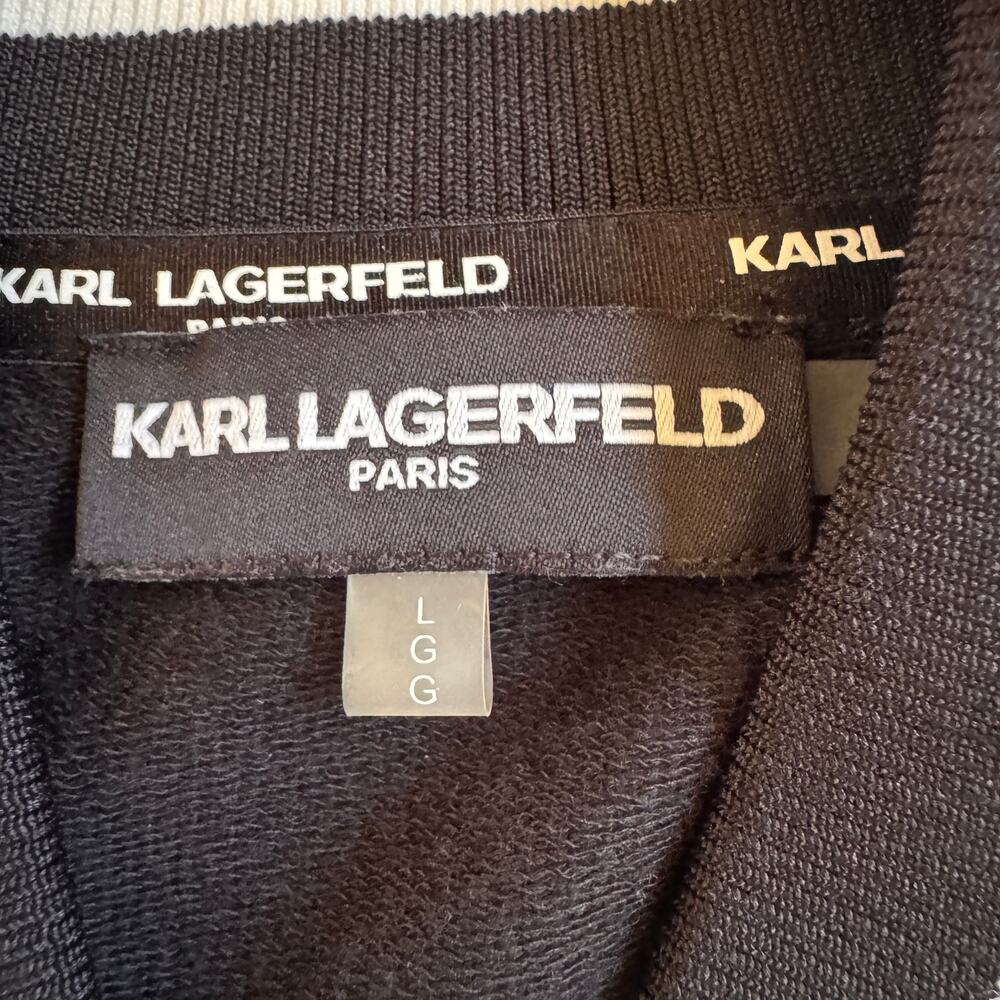 Karl Lagerfeld Varsity Jacket Paris Embroidered Patch Snap Front Size Large - Picture 6 of 10
